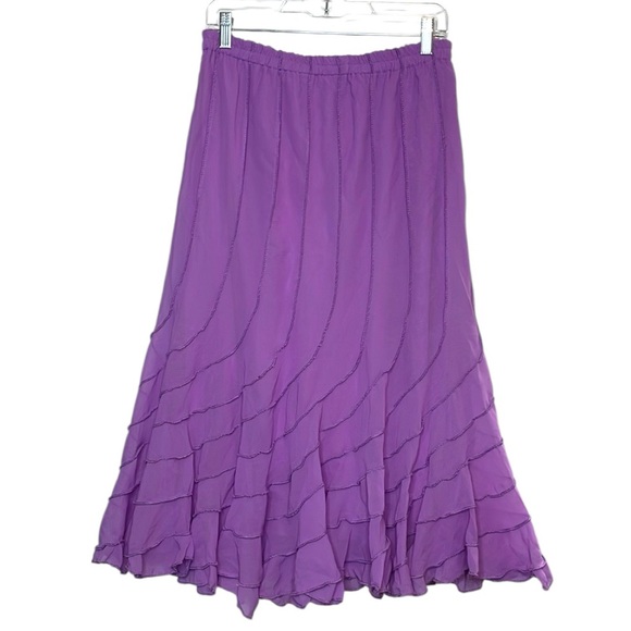 Biographie Purple Chiffon Georgette Full Flounce Skirt Lined Long Pull On Sz M - Picture 1 of 10